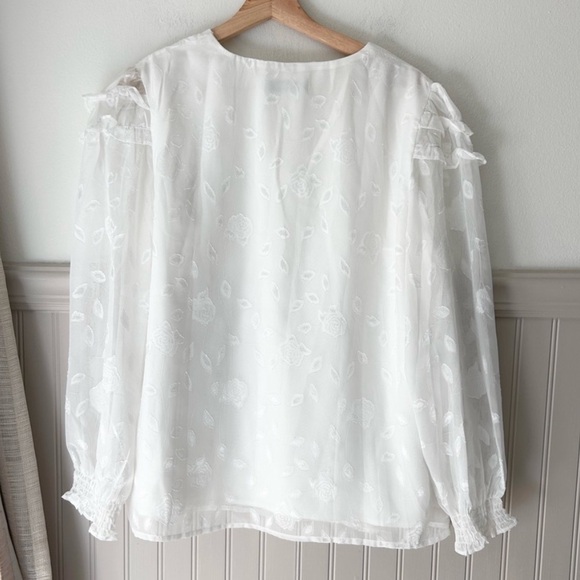 Grace Karin Elegant White Ruffled Blouse women’s large - Picture 6 of 7